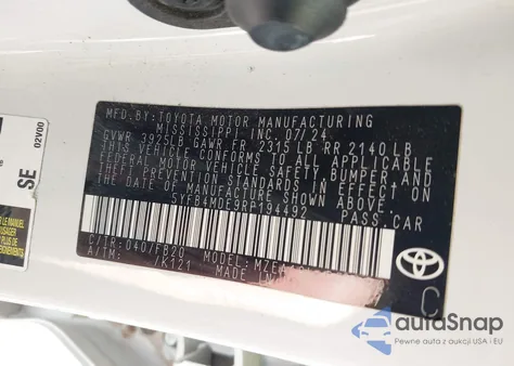 2024 Toyota Corolla Le из США, поврежденный, VIN 5YFB4MDE9RP194492